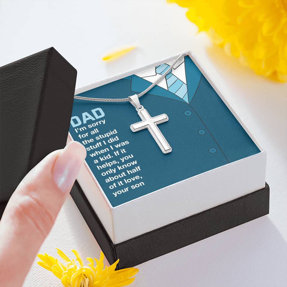 Father Necklace, Father's Day Gift, Artisan Cross Necklace, Husband Gift, Gift For Husband, First Father's Day, Gift For Him