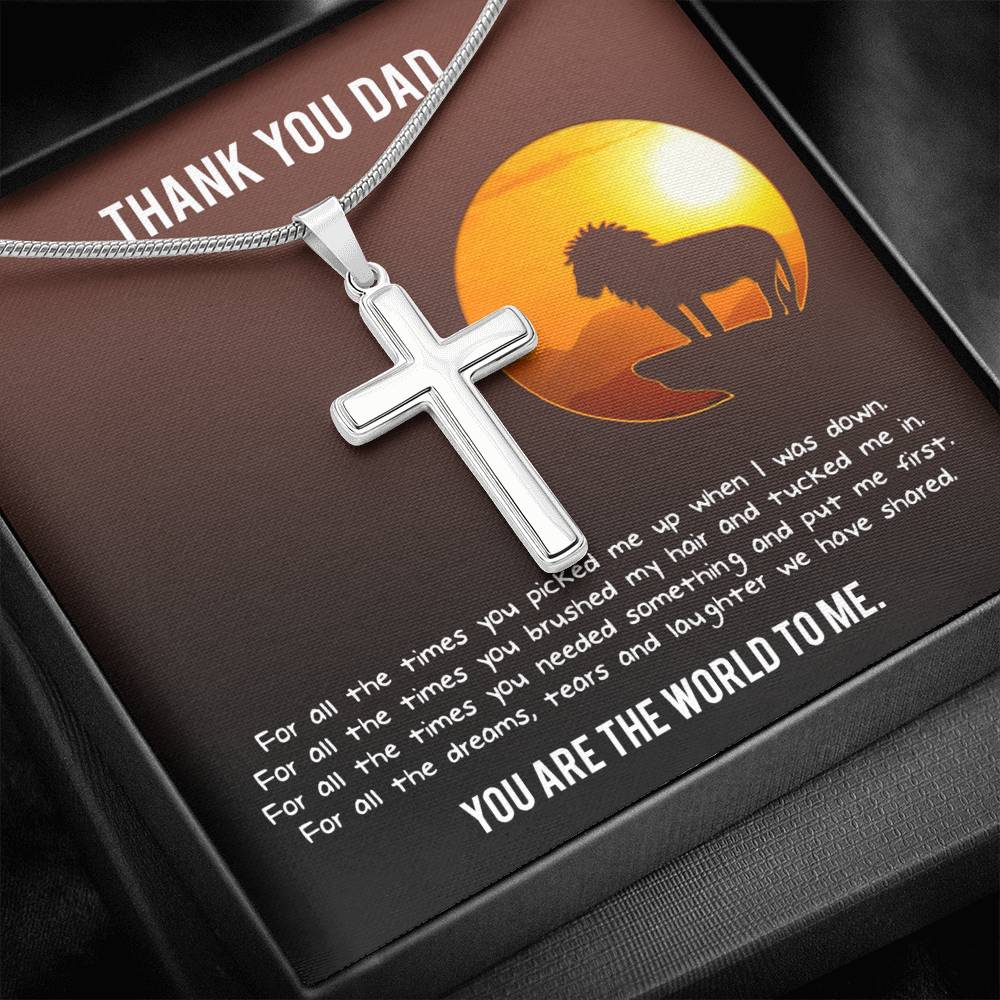 Gift for dad, engraved cross necklace, Father’s Day personalized Gift, Fathers Day Gift for Stepdad, Dad Cross Necklace.