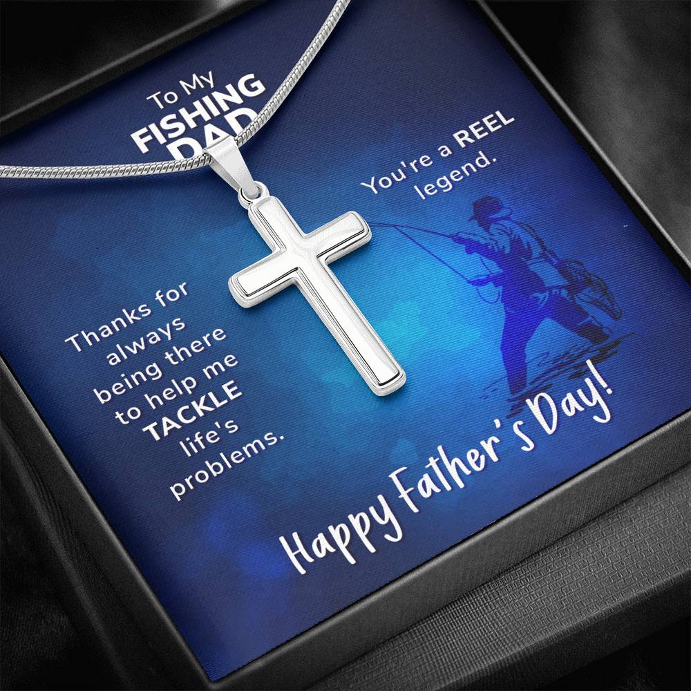 To My Fishing Dad. Thanks for always being there Cross Necklace Template