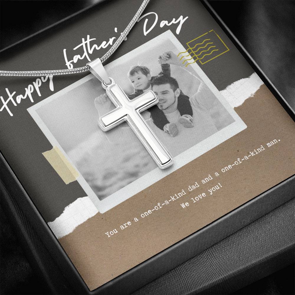 Personalized Gift for Dad, Father's Day Cross Gift Necklace, Gift from Siblings