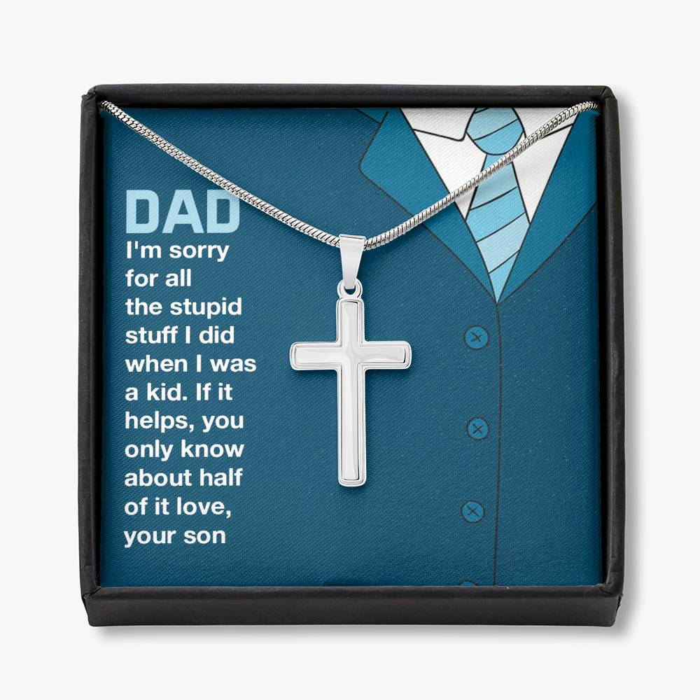 Father Necklace, Father's Day Gift, Artisan Cross Necklace, Husband Gift, Gift For Husband, First Father's Day, Gift For Him