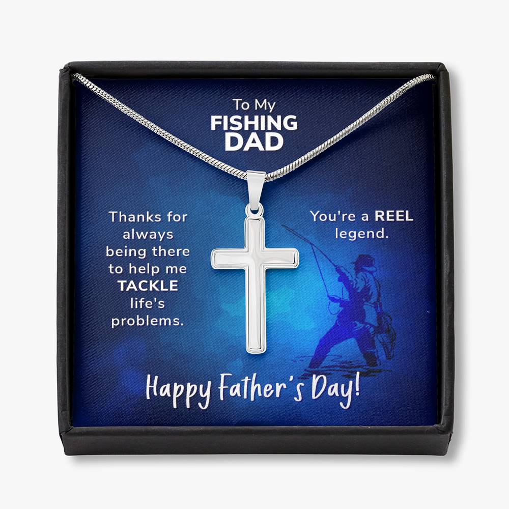To My Fishing Dad. Thanks for always being there Cross Necklace Template