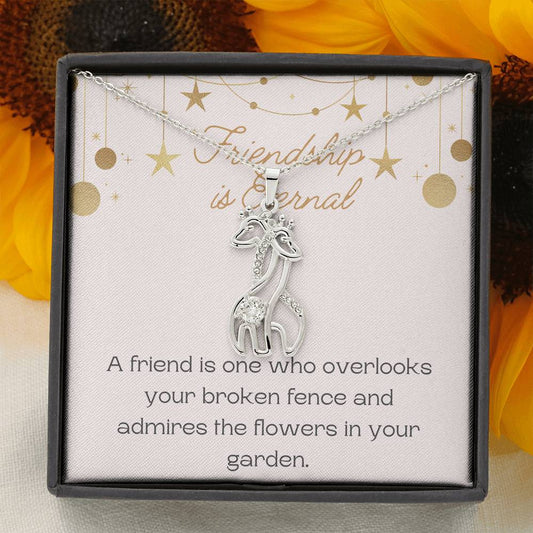 Personalized Necklace, Friendship Necklace, Giraffes Necklace, Valentine Day Gift for Her, Pendant Necklace Wife, Gift for Girlfriend, Personalized Message Card