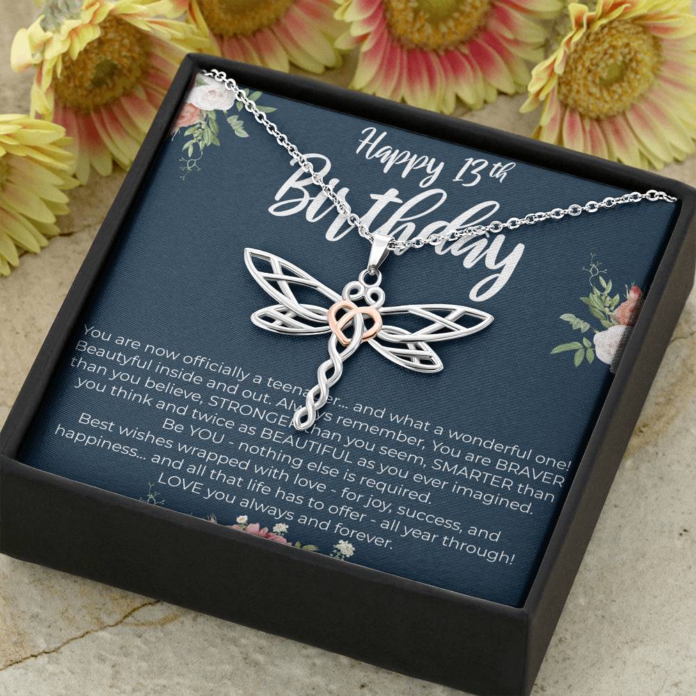 Personalized Daughter Sister Niece Necklace for Her Valentines Birthday Gift Dragonfly Dream Necklace for Women with Message  Card