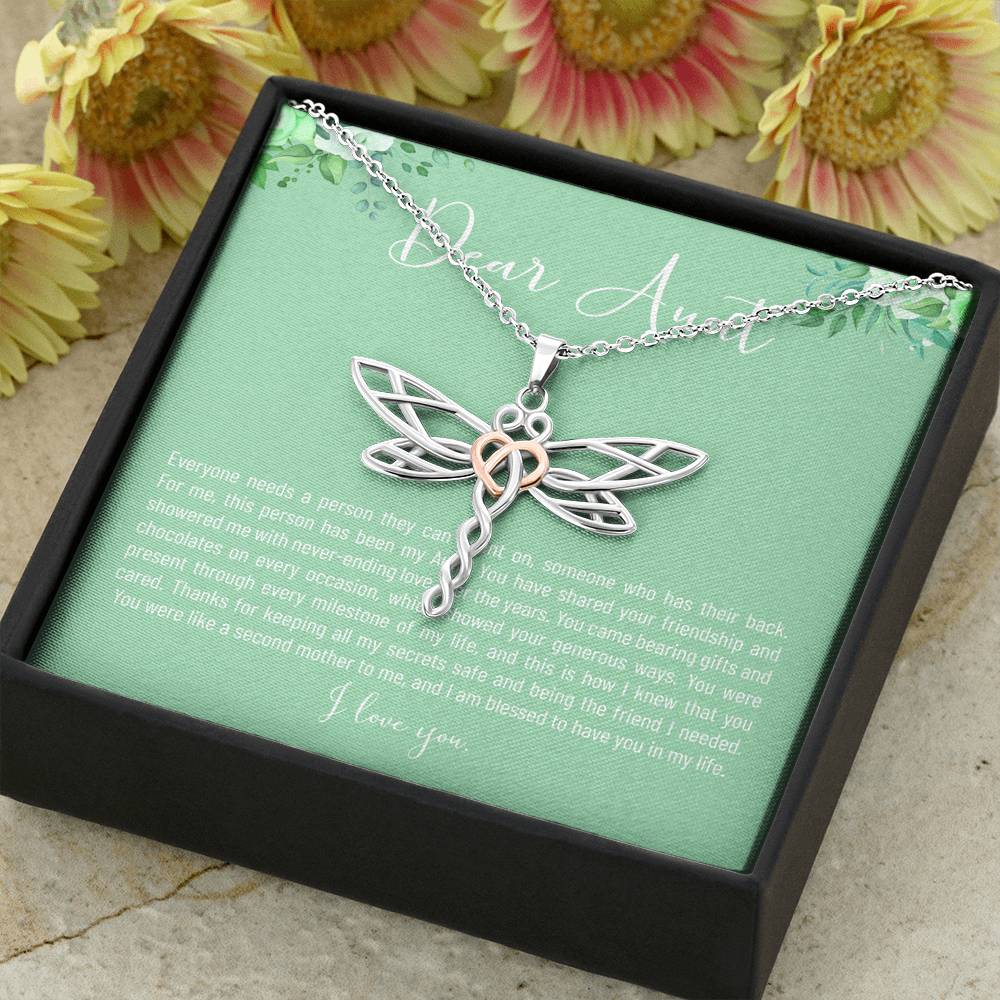 Personalized Gift Aunt Necklace for Her Valentines Birthday  Gift Dragonfly Dreams Necklaces for Women with Message  Card