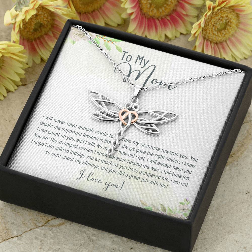 Personalized Mother Necklace for Her Birthday Friendship Gift Dragonfly Dream Heart Necklaces for Women with Message  Card