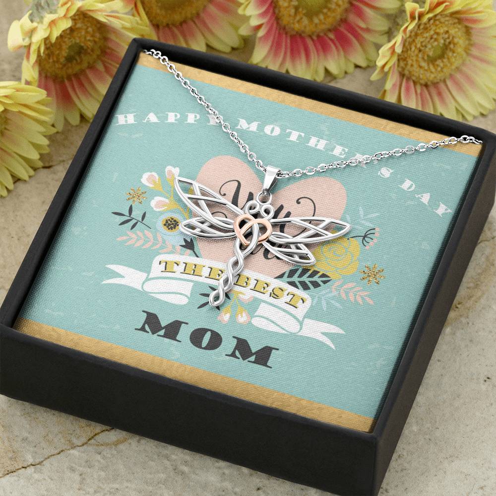 To My Mom, I Will Always Be There Dragonfly Necklace | Gift for Mom from Daughter | Birthday, Mother's Day, Christmas Present