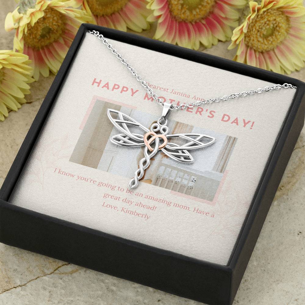 Personalized Gift Mother Necklace for Her Birthday Accessory Gift Dragonfly Dream Necklaces for Women with Message  Card