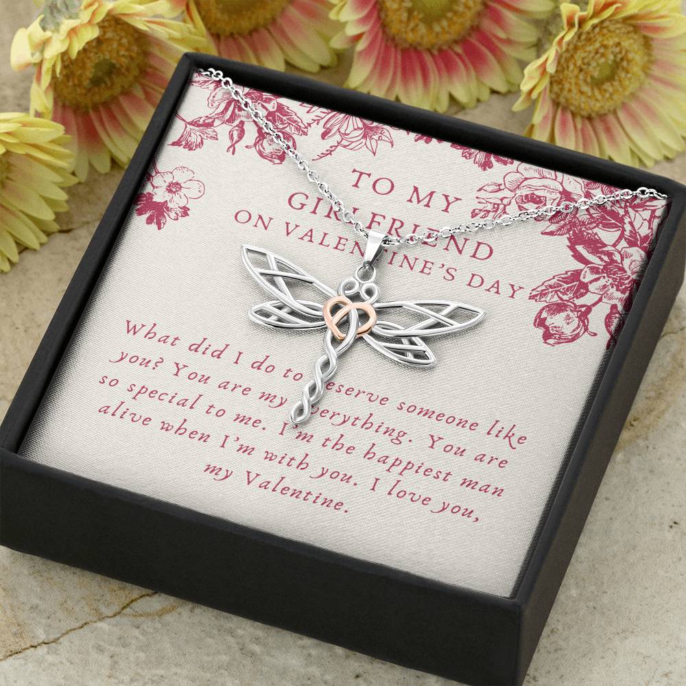 Personalized Valentines Day Necklace Gift To My Girlfriend Dragonfly Pendent Gift From Boyfriend