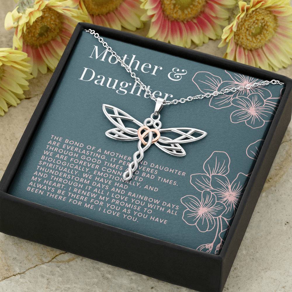 Necklace Gift For Mom Daughter On Mother's Day Daughter's Day Birthday Dragonfly Pendent Gift