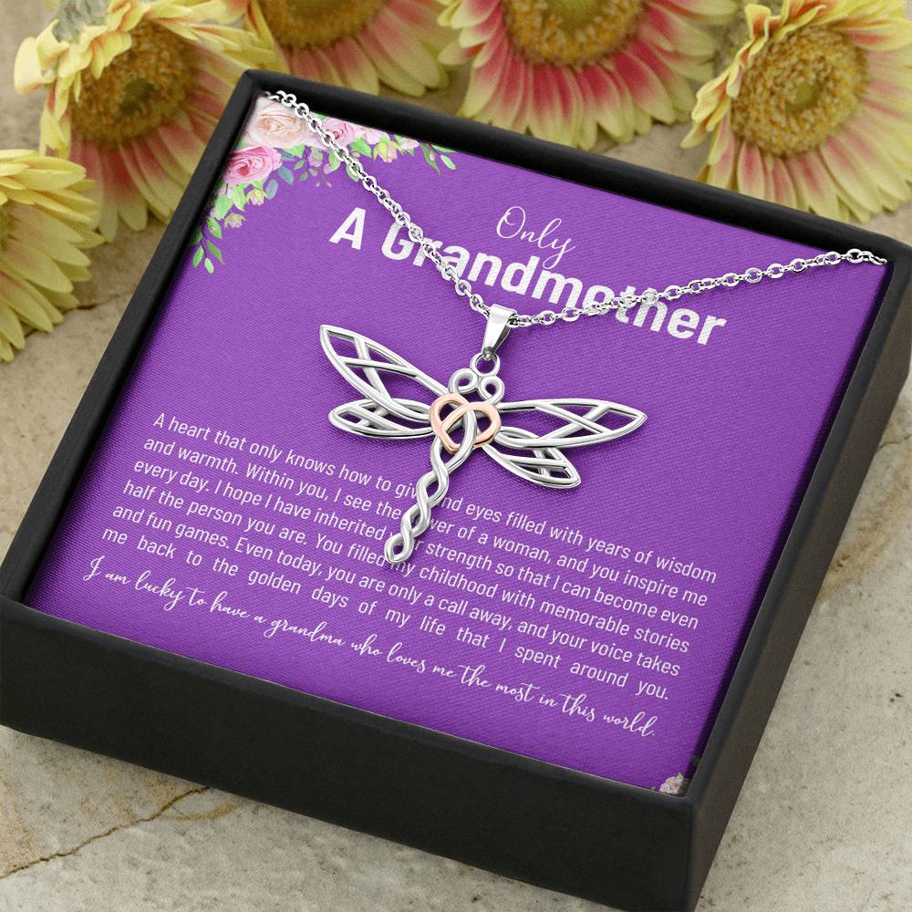 Personalized Gift Grandmother Necklace for Grandma Valentines Birthday  Gift Dragonfly Dreams Necklaces for Women with Message  Card