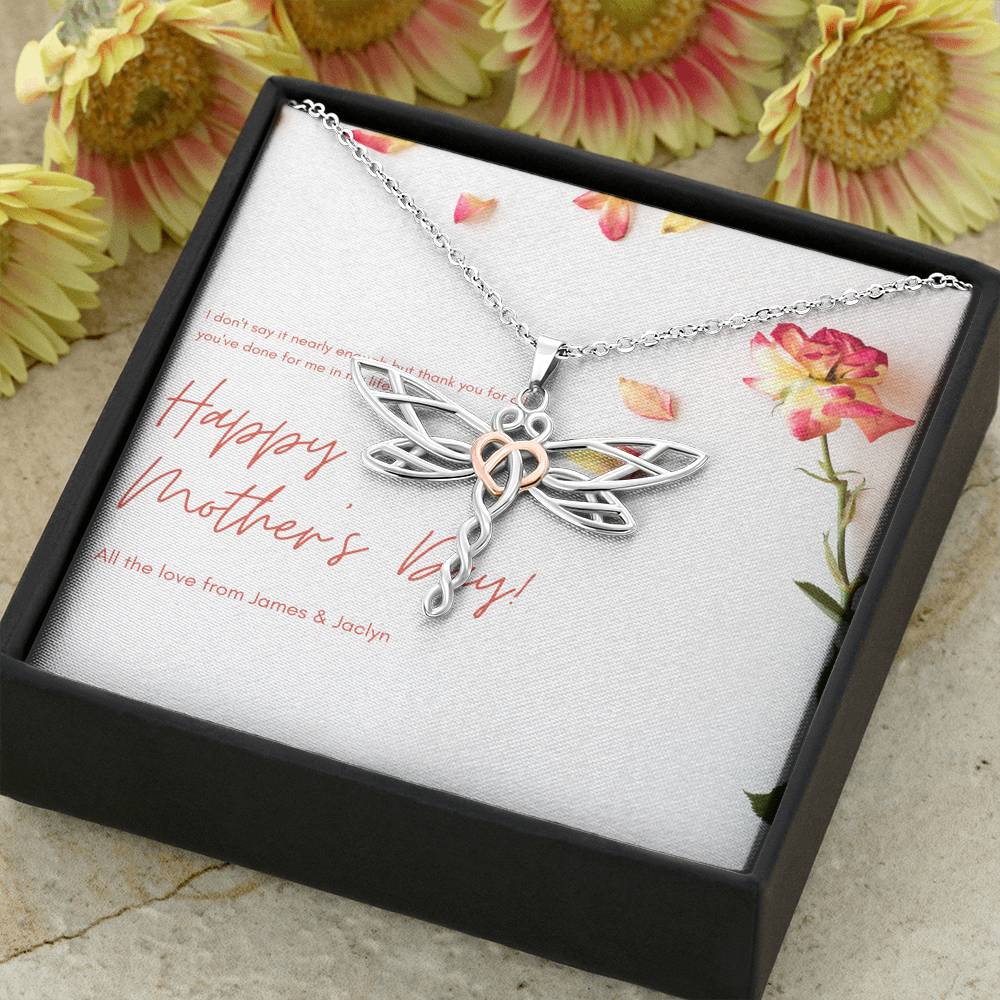 Personalized Gift Mom Necklace for Her Birthday Valentines Mother's Day Dragonfly Dreams Necklaces for Women with Message  Card