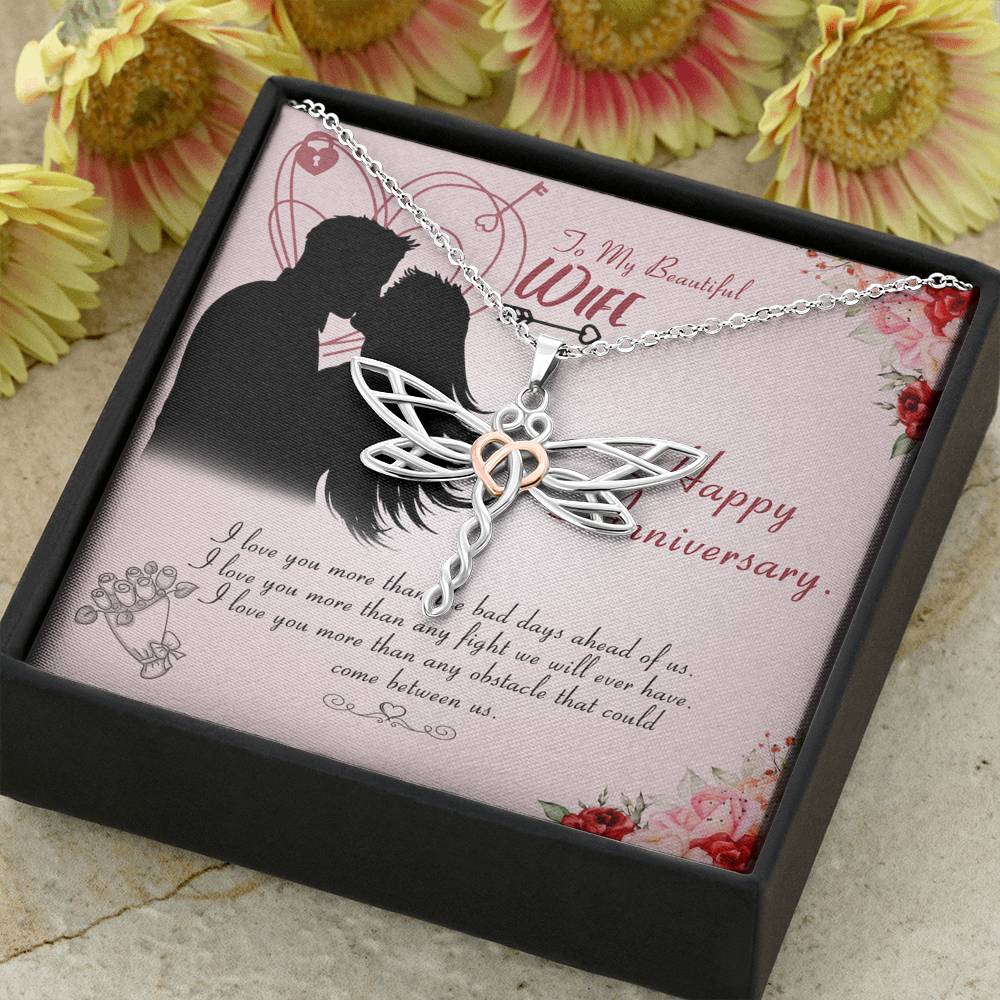 Dragonfly Dreams Necklace for Wife Personalized Birthday Gift for Her Valentines Anniversary Gifts To My Wife Necklace with message card from Husband Necklaces for Women