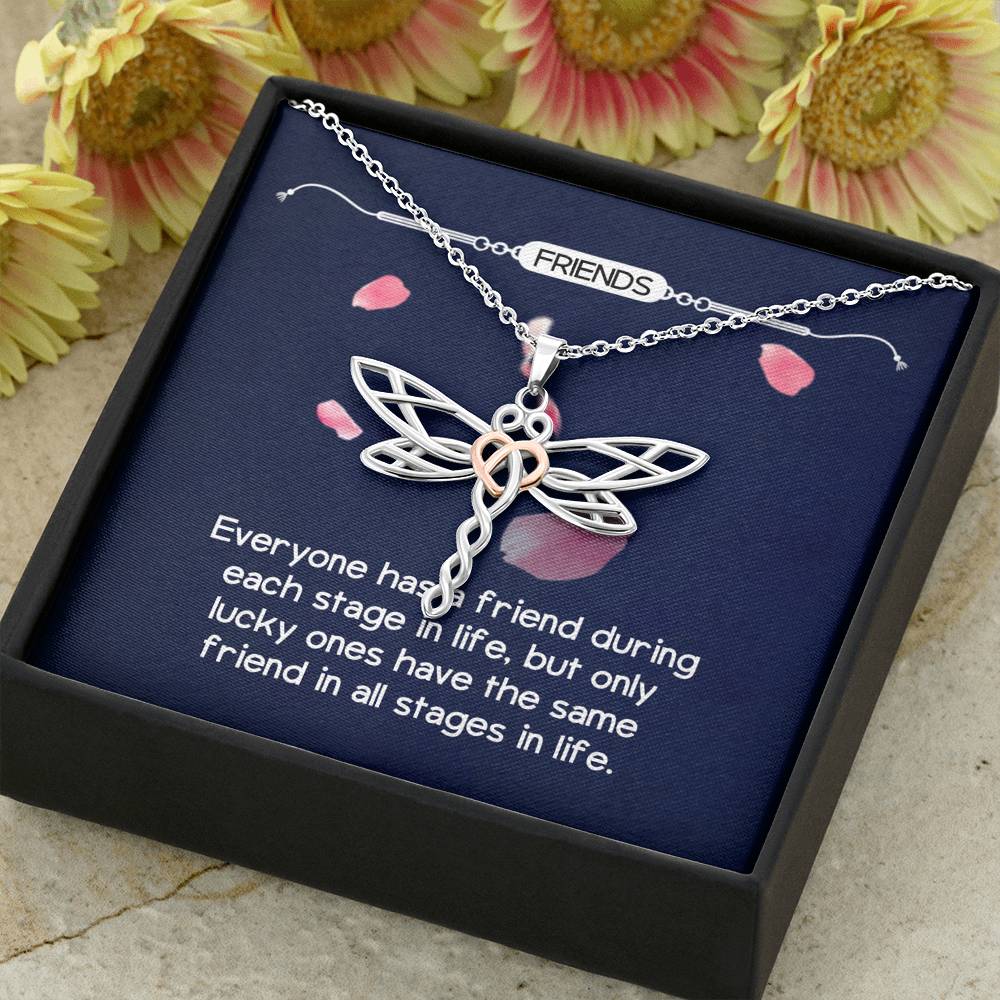 Personalized BFF Bestfriend Necklace  for Her Valentines Birthday Anniversary Gift Dragonfly Dream Necklace for Women with Message  Card