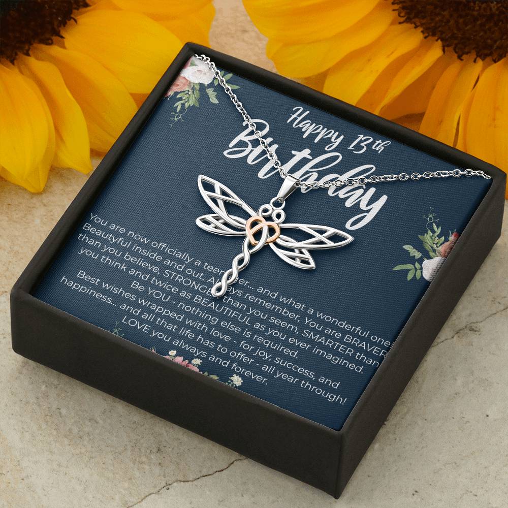 Personalized Daughter Sister Niece Necklace for Her Valentines Birthday Gift Dragonfly Dream Necklace for Women with Message  Card