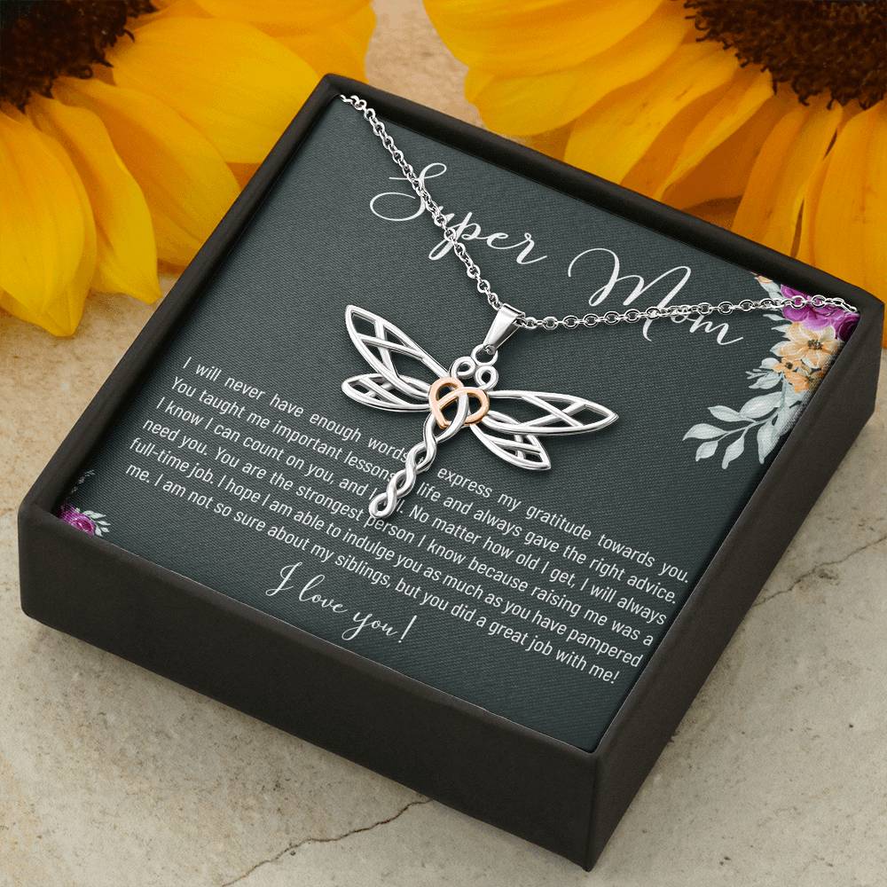 Personalized Gift Necklace for Her Birthday Mother's Day Valentines Dragonfly Dreams Heart Necklaces for Women with Message  Card