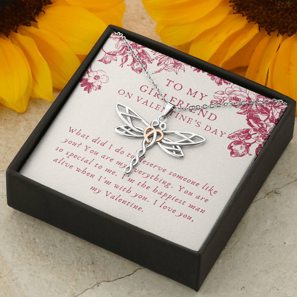 Personalized Valentines Day Necklace Gift To My Girlfriend Dragonfly Pendent Gift From Boyfriend