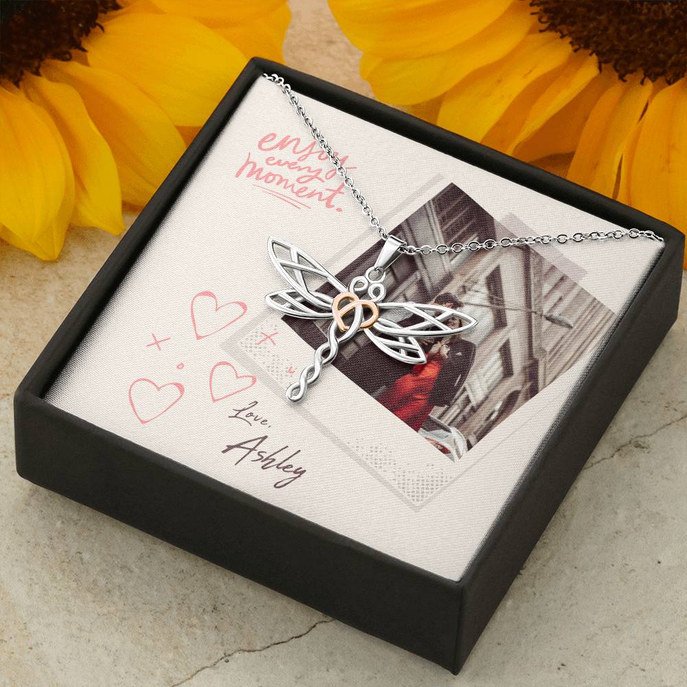 Personalized Gift Girlfriend Necklace for Her Valentines Birthday  Gift Dragonfly  Dream Necklace for Women with Message  Card