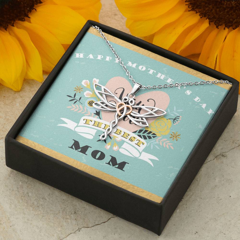 To My Mom, I Will Always Be There Dragonfly Necklace | Gift for Mom from Daughter | Birthday, Mother's Day, Christmas Present