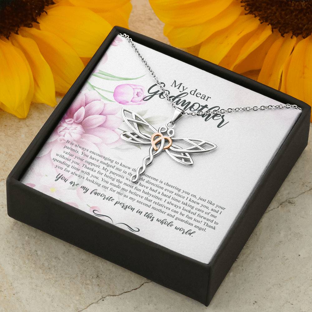 Best Gift for Godmother Necklace Silver Jewelry for Valentines Birthday Gift DragonflyDreamHearts Necklace for Women with Message  Card
