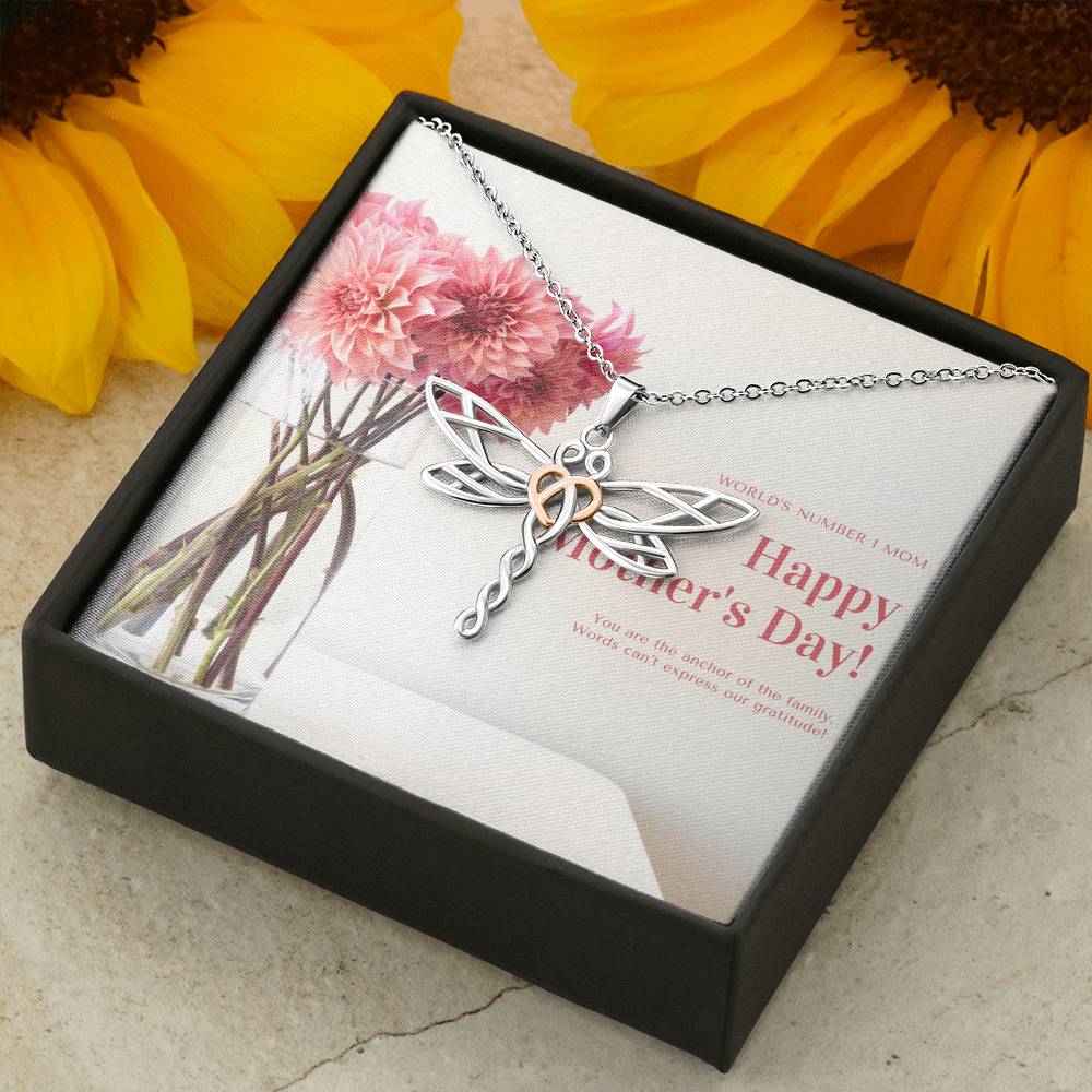 Personalized Gift Mom Necklace for Her Birthday Valentines Mother's Day Dragonfly Dreams Necklaces for Women with Message  Card