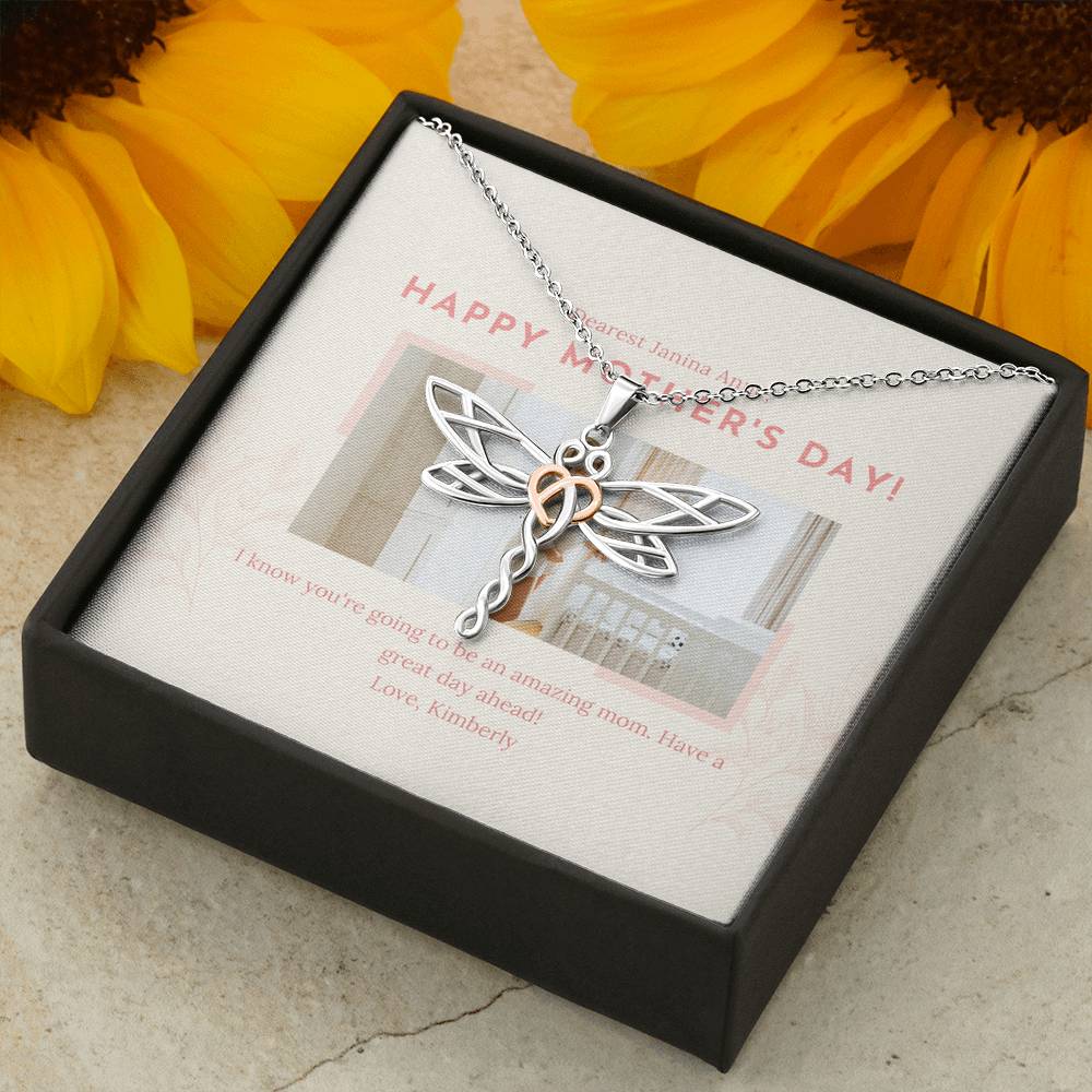 Personalized Gift Mother Necklace for Her Birthday Accessory Gift Dragonfly Dream Necklaces for Women with Message  Card