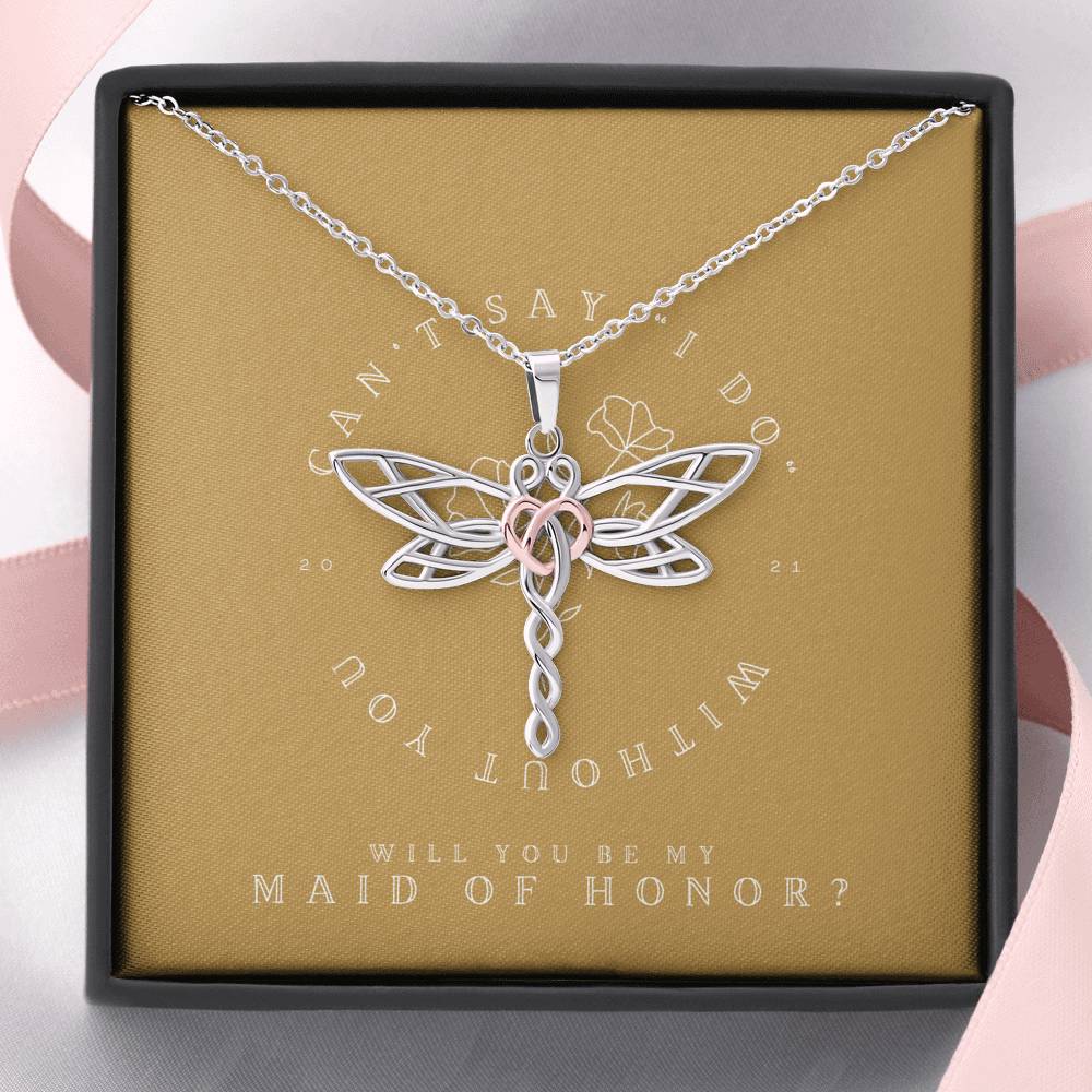 Personalized Necklace Gift For Women Bridesmaid On Bridal Shower Wedding  Boho Pendent With The Message Card To Be My Maid Of Honor