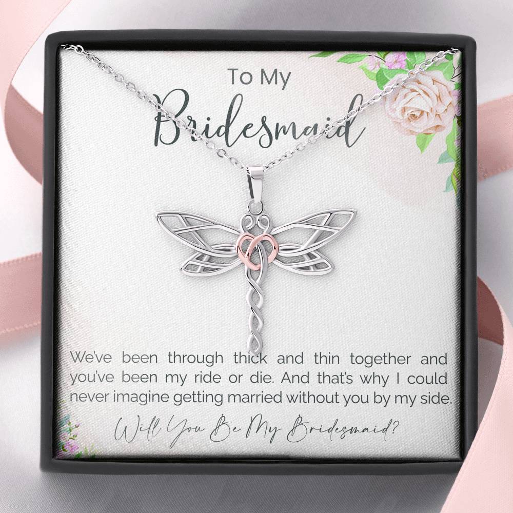 Personalized Gift Bridesmaid Necklace for Her Wedding Accessory  Dragonfly Dream Heart Necklaces for Women with Message  Card