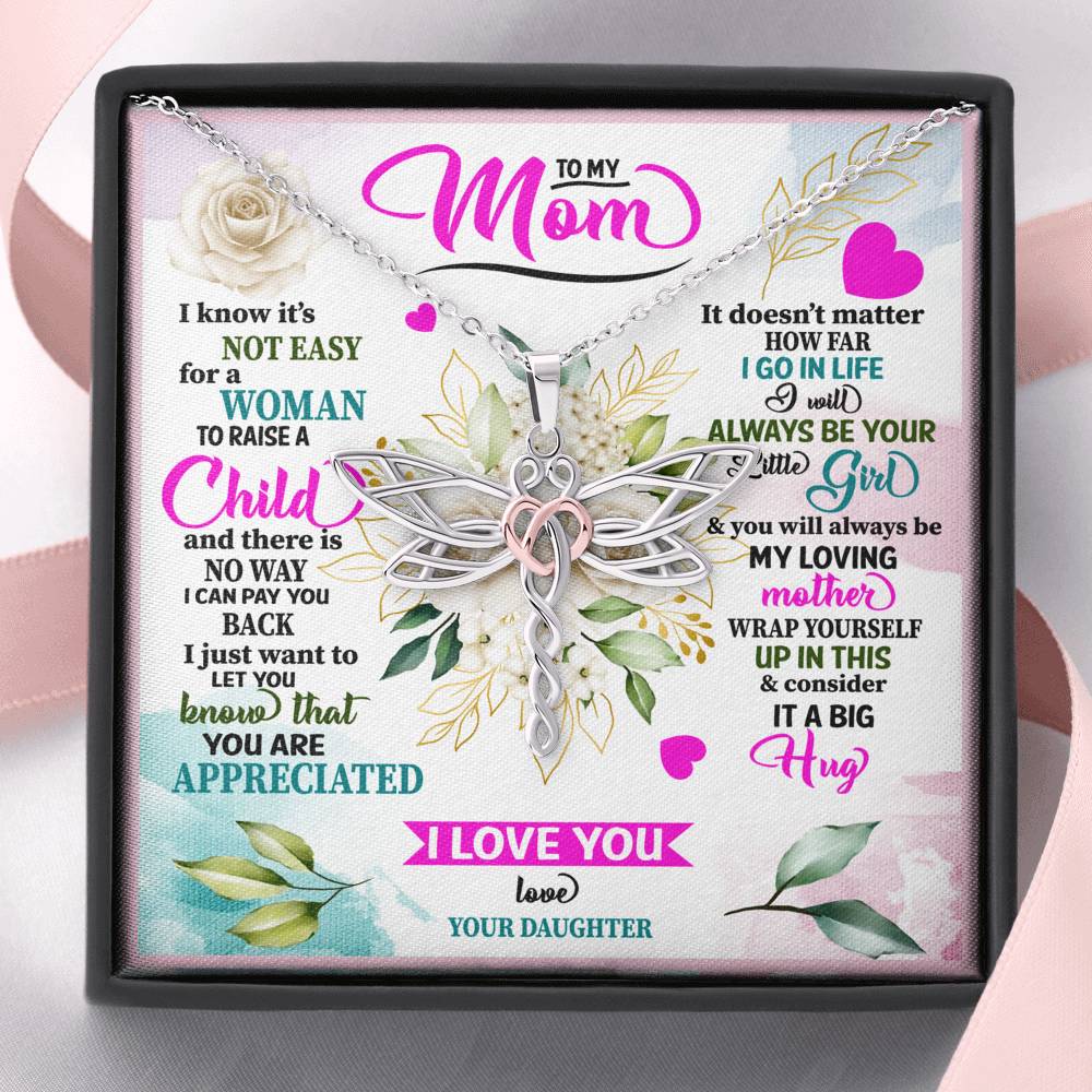 Personalized Gift Mother Necklace for Her Valentines Birthday  Gift Dragonfly Dreams Necklace for Women with Message  Card