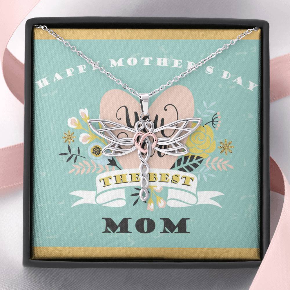 To My Mom, I Will Always Be There Dragonfly Necklace | Gift for Mom from Daughter | Birthday, Mother's Day, Christmas Present