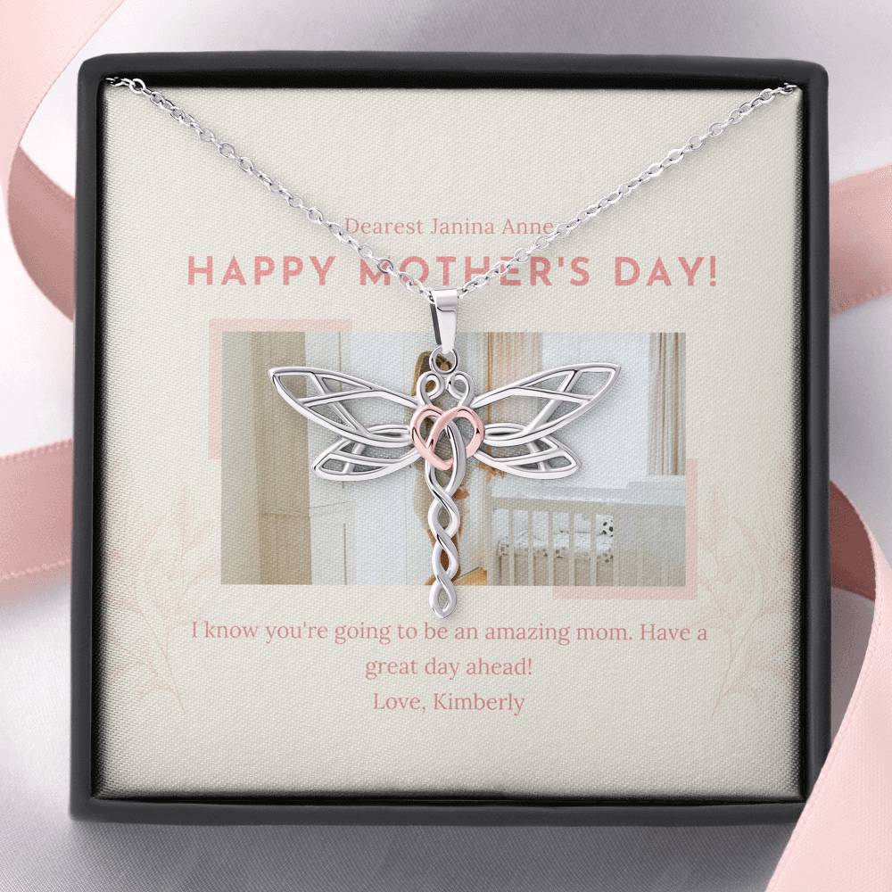 Personalized Gift Mother Necklace for Her Birthday Accessory Gift Dragonfly Dream Necklaces for Women with Message  Card