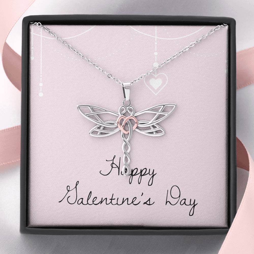 Personalized Wife Girlfriend Necklace  for Her Valentines Birthday Anniversary Gift Dragonfly Dream Necklace for Women with Message  Card