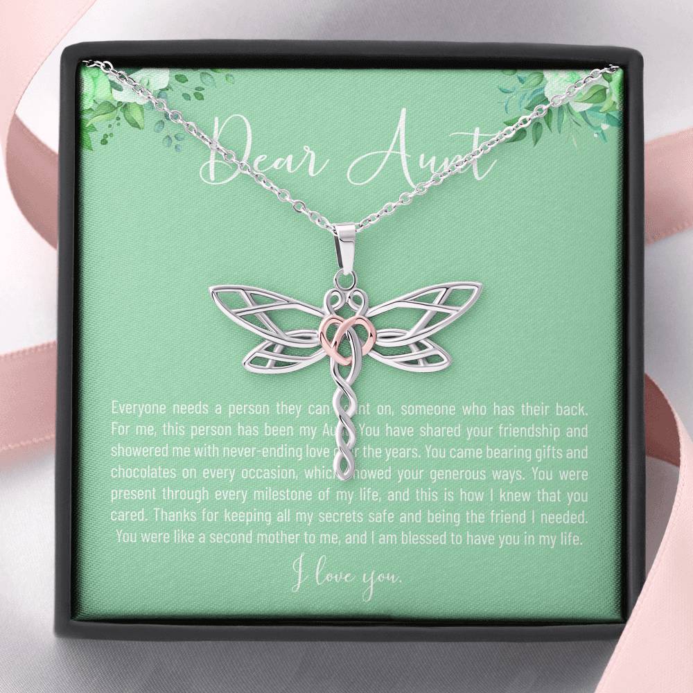 Personalized Gift Aunt Necklace for Her Valentines Birthday  Gift Dragonfly Dreams Necklaces for Women with Message  Card