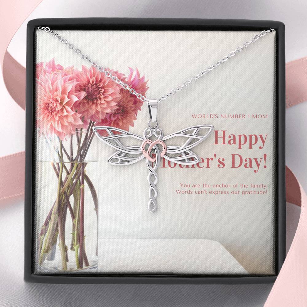 Personalized Gift Mom Necklace for Her Birthday Valentines Mother's Day Dragonfly Dreams Necklaces for Women with Message  Card