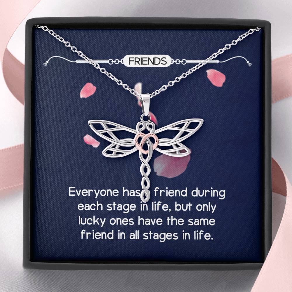 Personalized BFF Bestfriend Necklace  for Her Valentines Birthday Anniversary Gift Dragonfly Dream Necklace for Women with Message  Card