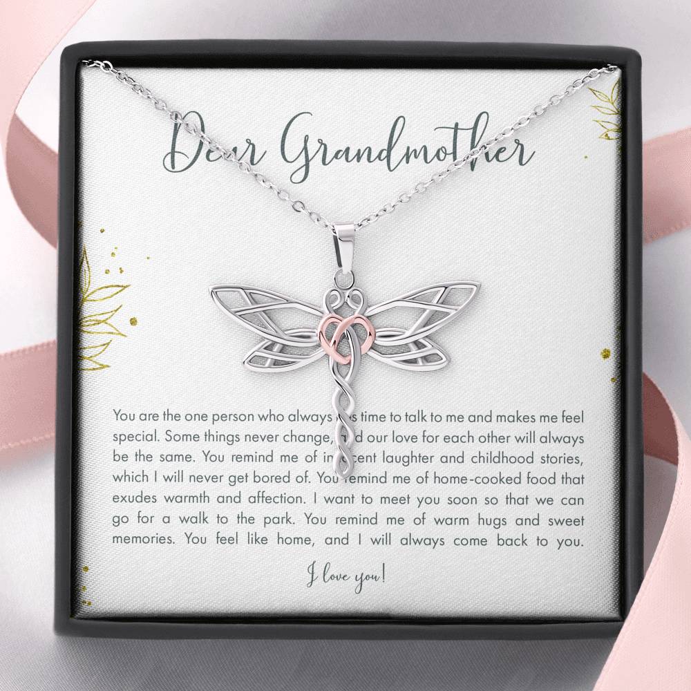 Personalized Gift Grandmother Necklace for Grandma Valentines Birthday  Gift Dragonfly Dreams Necklaces for Women with Message  Card