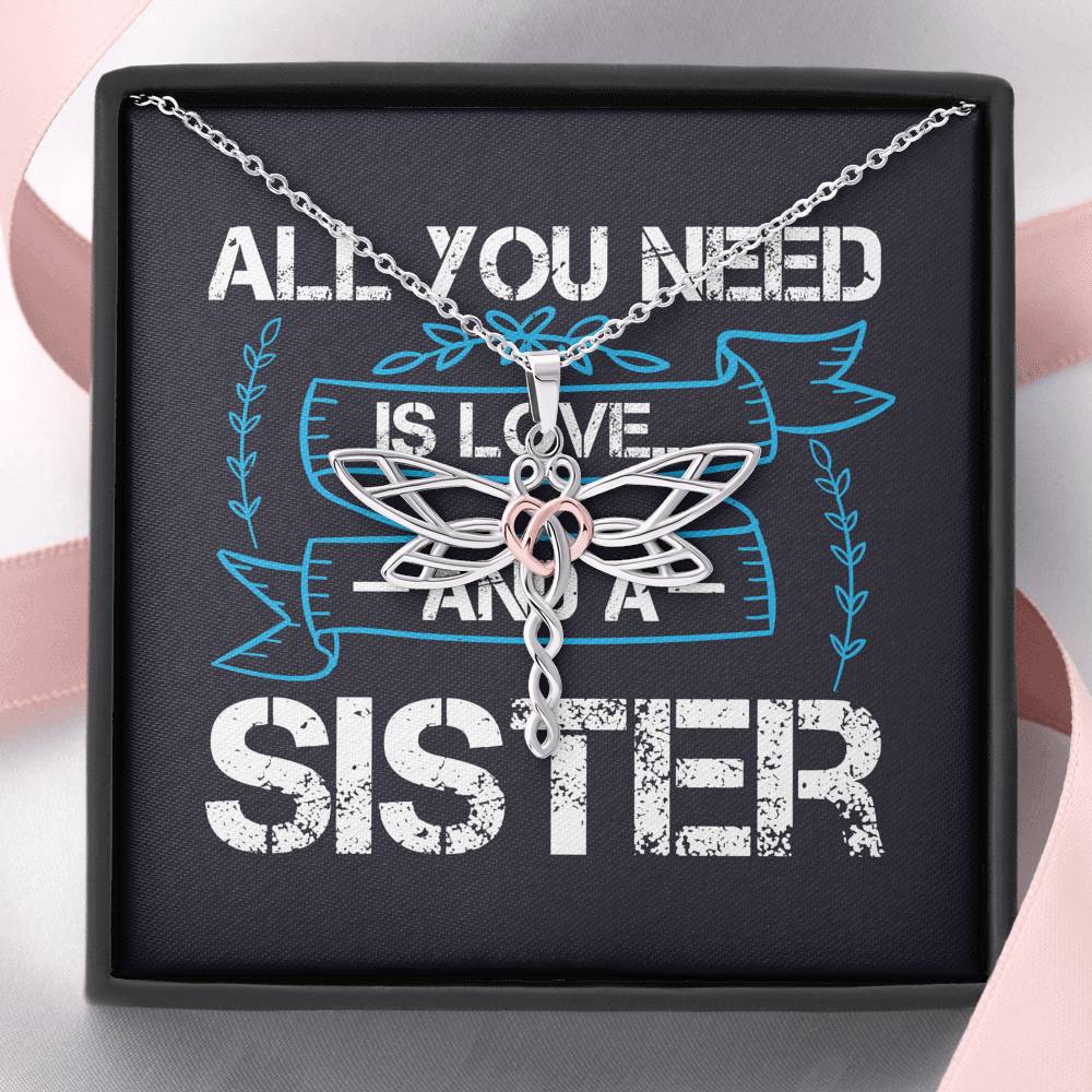 Personalized Gift Sister Necklace for Her Valentines Birthday  Gift Dragonfly Dreams Necklace for Women with Message  Card