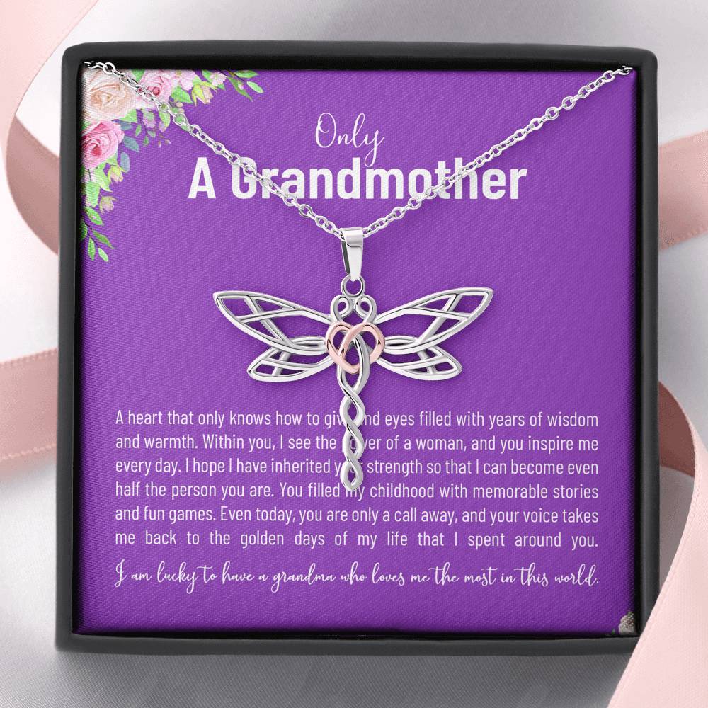 Personalized Gift Grandmother Necklace for Grandma Valentines Birthday  Gift Dragonfly Dreams Necklaces for Women with Message  Card