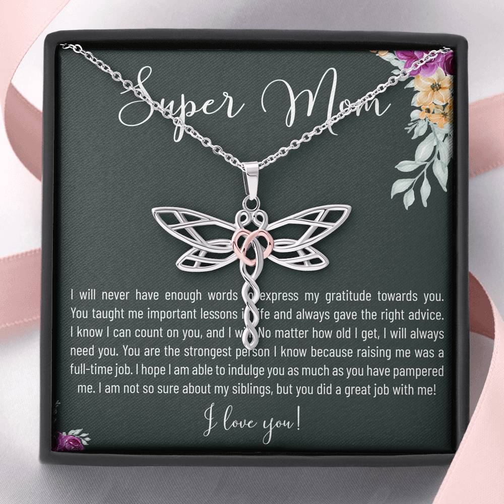 Personalized Gift Necklace for Her Birthday Mother's Day Valentines Dragonfly Dreams Heart Necklaces for Women with Message  Card