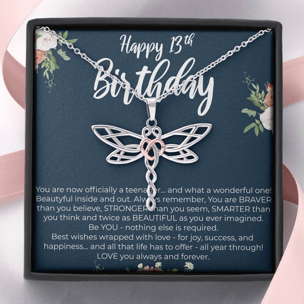 Personalized Daughter Sister Niece Necklace for Her Valentines Birthday Gift Dragonfly Dream Necklace for Women with Message  Card