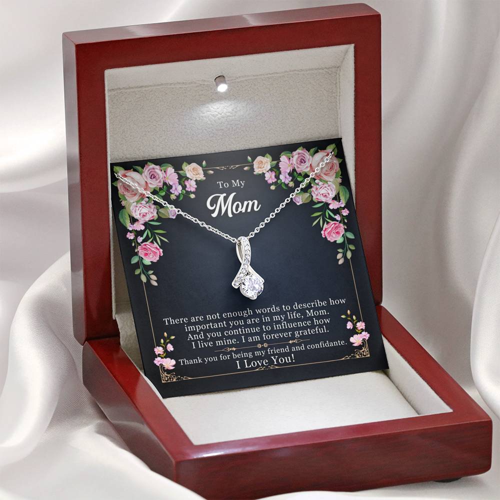 Personalized Gift To My Mom Necklace Birthday Valentines Gift to my mother Silver Jewelry Necklace for Women Message Card