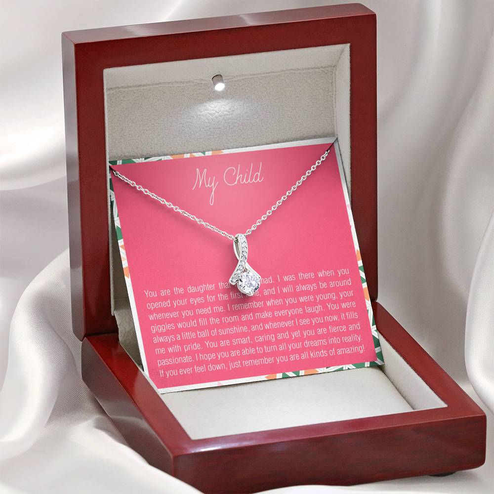 Personalized Necklace Gift To My Daughter From Mom Dad On Her Birthday Graduation Wedding Pendent Gift With The Message Card