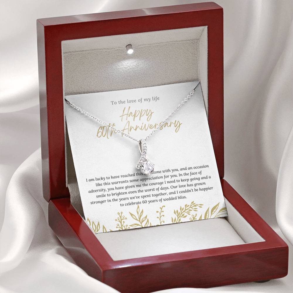 60th Wedding Anniversary Gift Necklace, Milestone Gift Box, Anniversary Jewelry for Wife