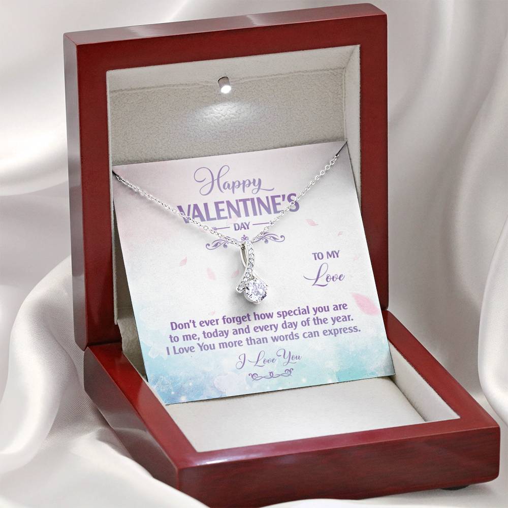 Necklace Gift For Girlfriend On Valentines Day Ribbon Charm Pendent From Boyfriend