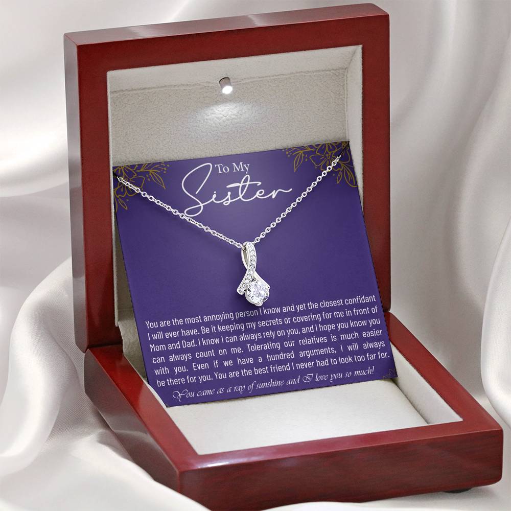 Personalized Gift Sister Necklace for Her Valentines Birthday  Gift Alluring Beauty Necklace for Women with Message  Card