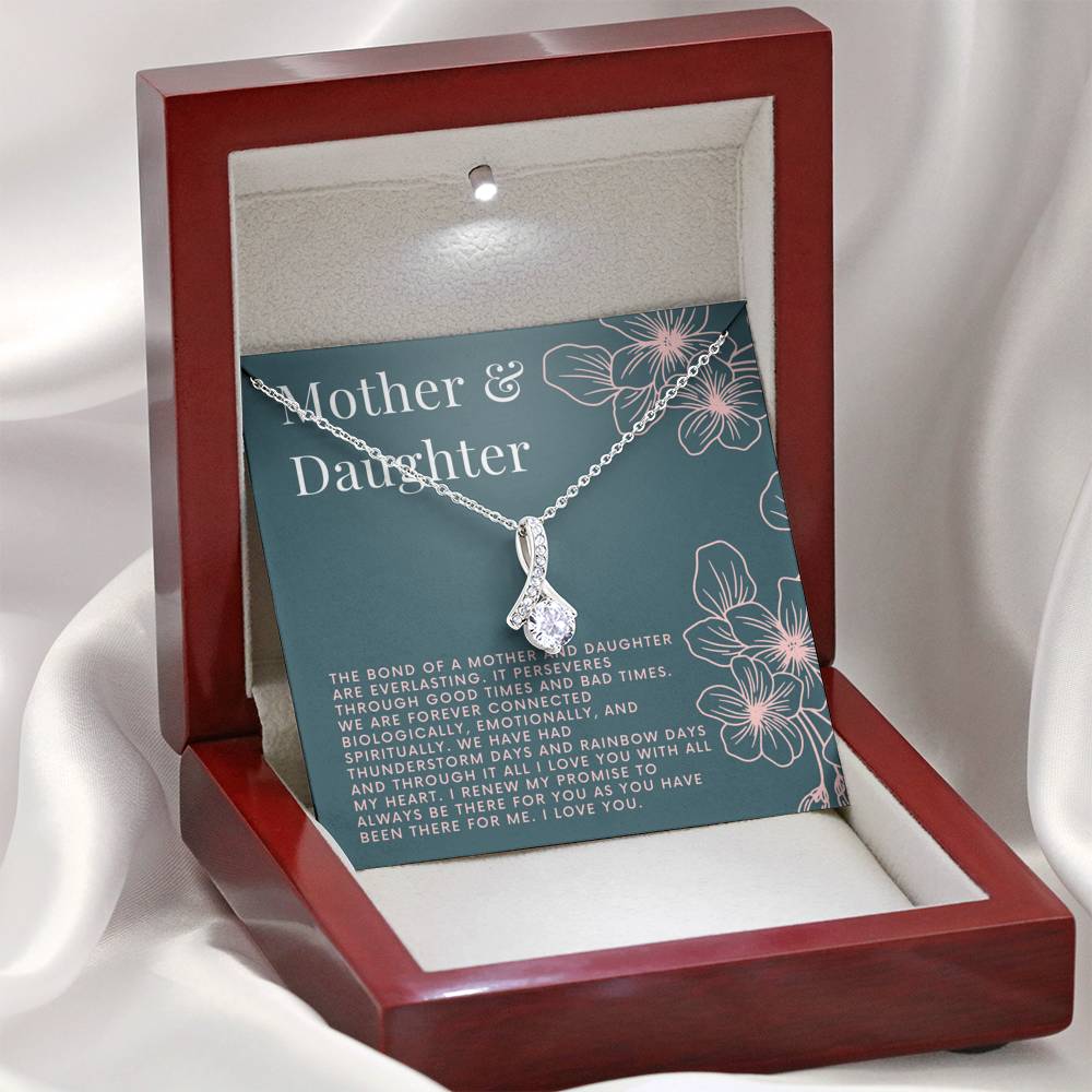 Necklace Daughter Mother Petite Ribbon Pendant On Birthday Mother's Day Daughter's Day Gift