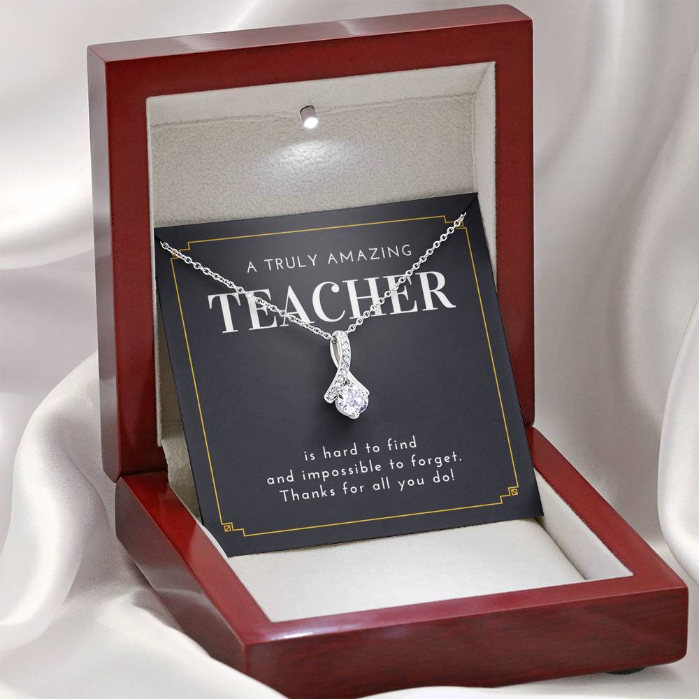 Valentine's Day Necklace Gift To My Special Teacher Charm Ribbon Pendent