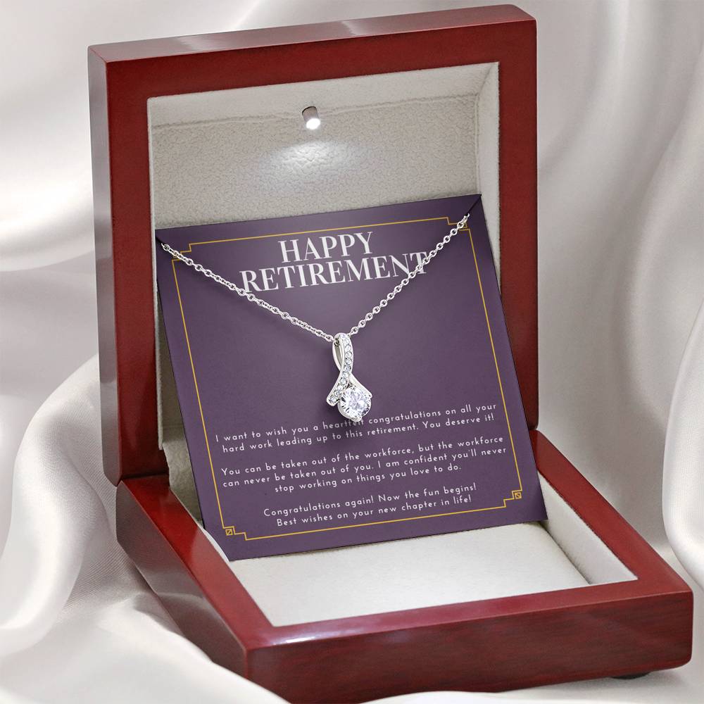 Personalized Necklace Gift For Women Petite Ribbon Pendent For Boss Colleague Employee On Retirement Ceremony