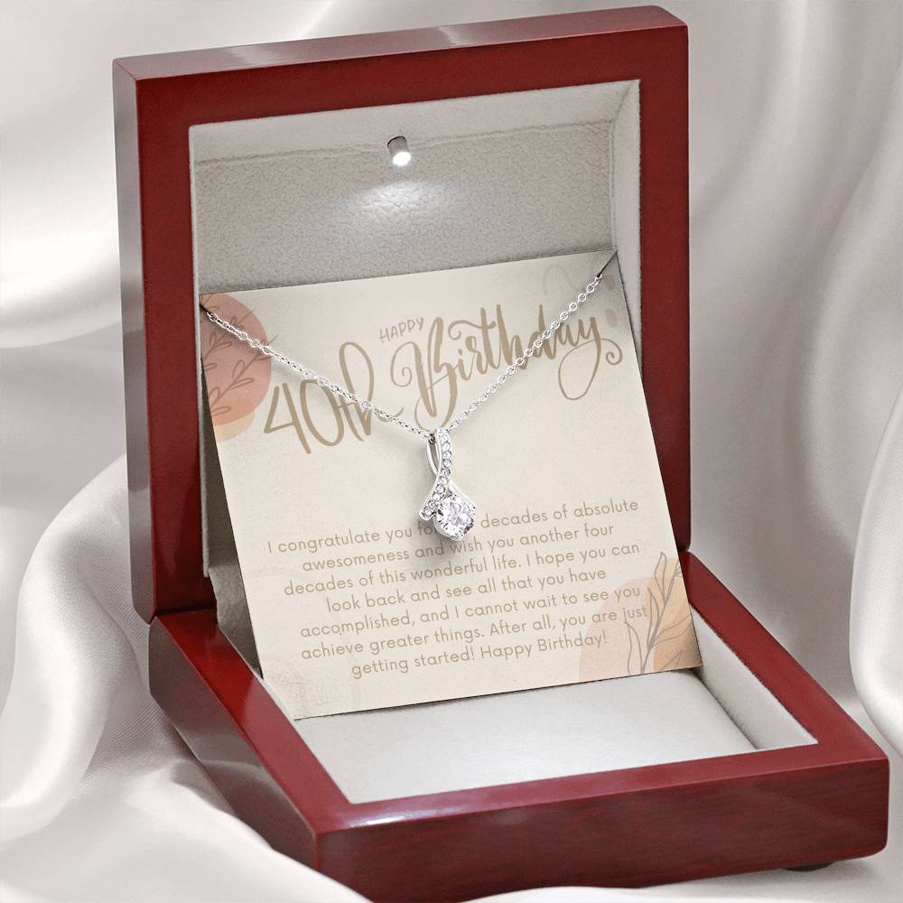 40th Birthday Gift Necklace, Birthday Gift for Friend, Personalized 40th Birthday Card