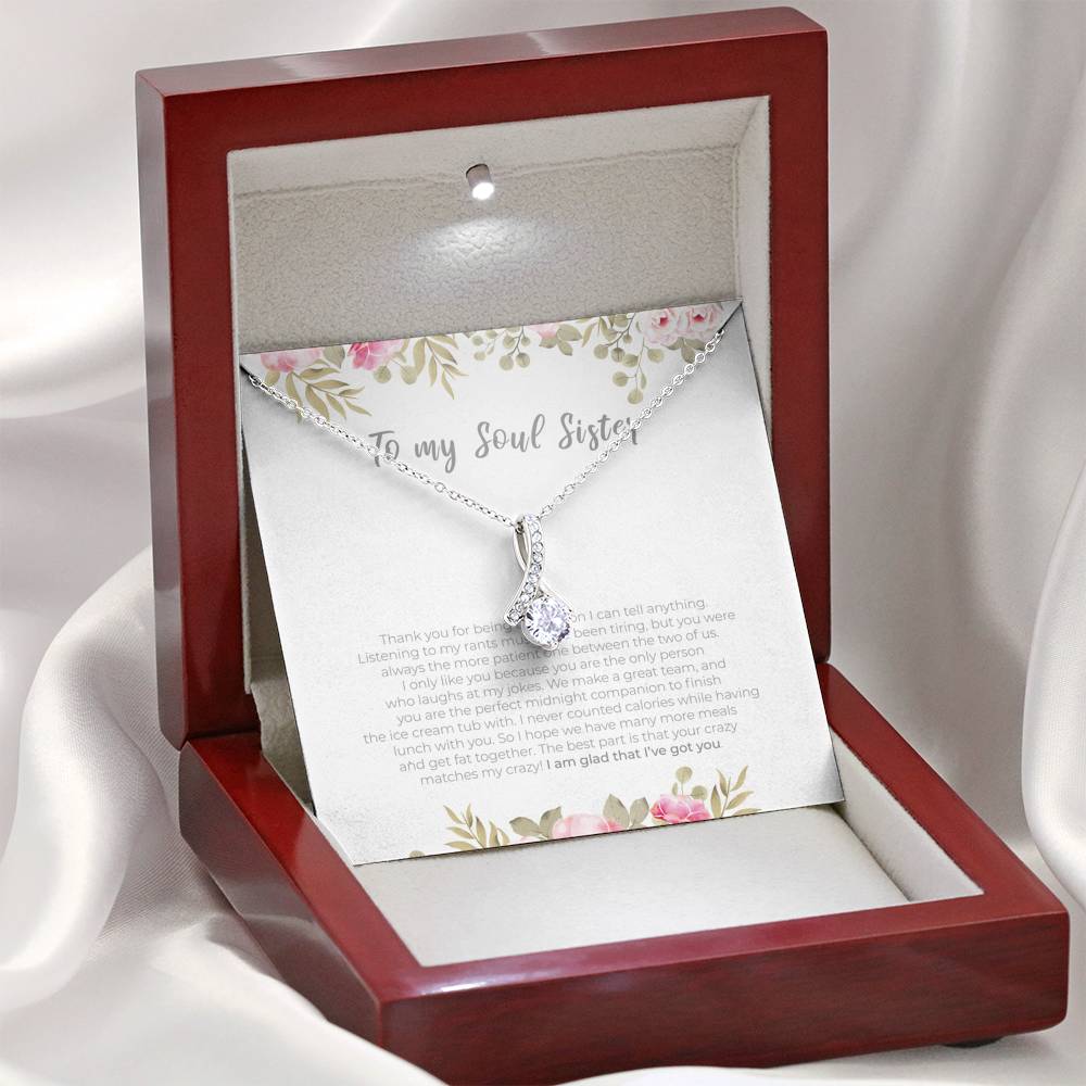Personalized To my Soul Sister Necklace for Her Valentines Birthday Gift Alluring Beauty Necklace for Women with Message  Card